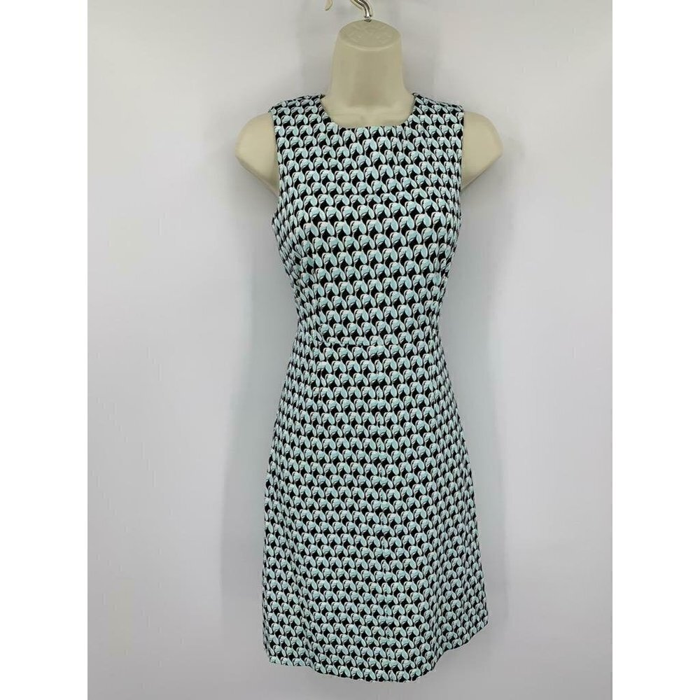 DVF Diane von Furstenberg Carrie Geo Buds Bright Ice blue shift dress new 0